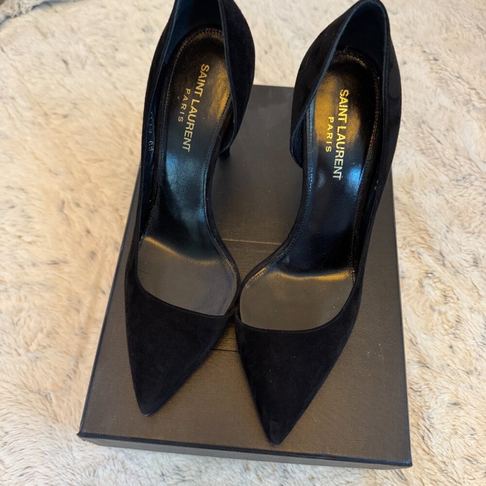 Saint Laurent Anja 105mm D'Orsay Heel Size 38 Suede - Picture 5 of 13